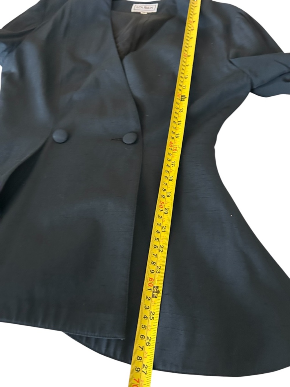 Vintage Louben Peplum Wrap Blazer Black Charcoal Tailored Minimalist - S - Picture 10 of 14